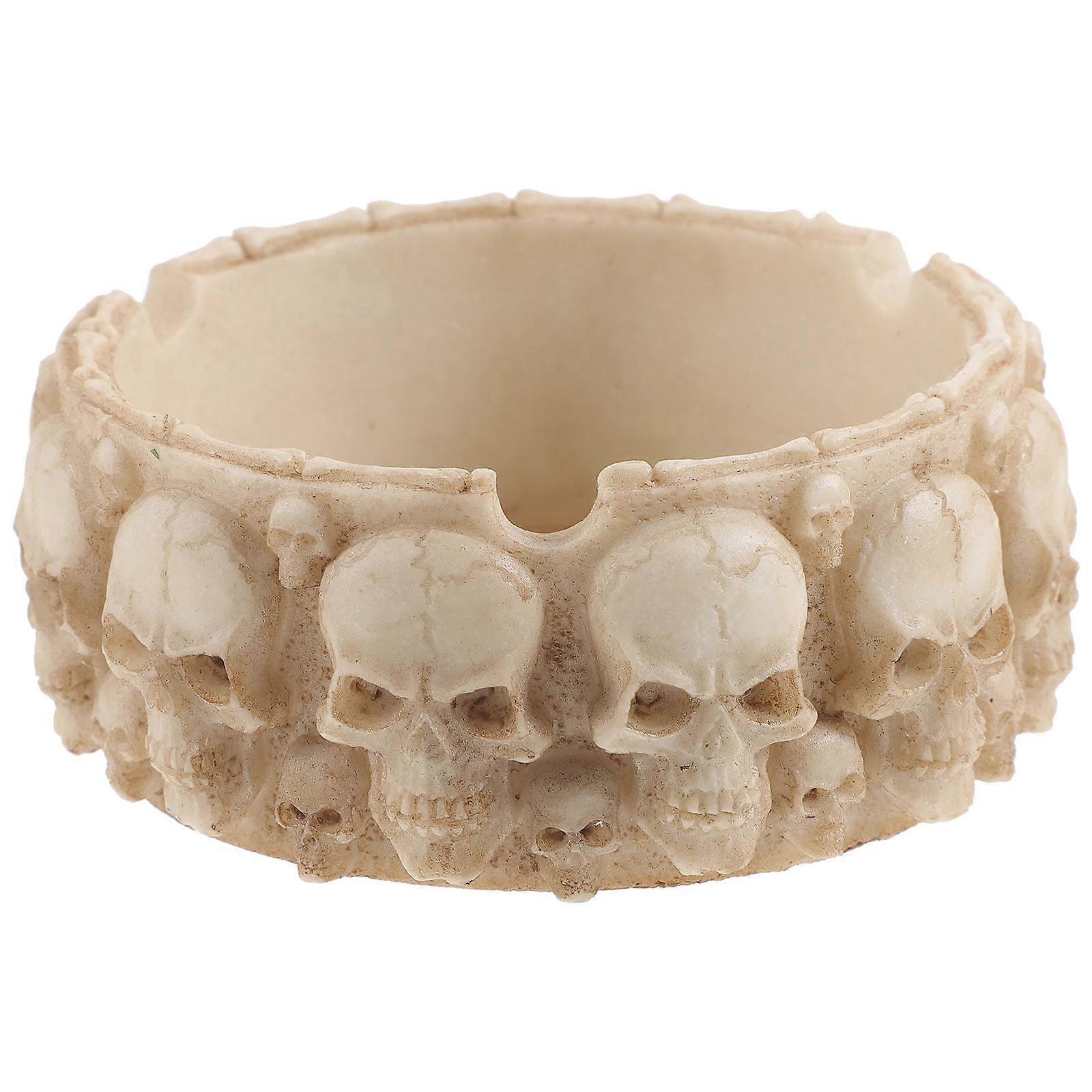 Skull Ashtray Resin for Decoration with 3Pcs Beige Novelty Skeleton Design