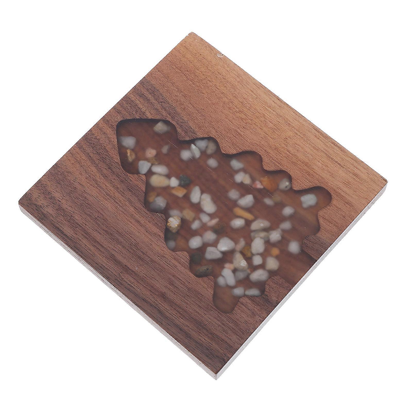 Heat Insulation Coasters for Drinks 4Pcs Wood Square Christmas Tree Set