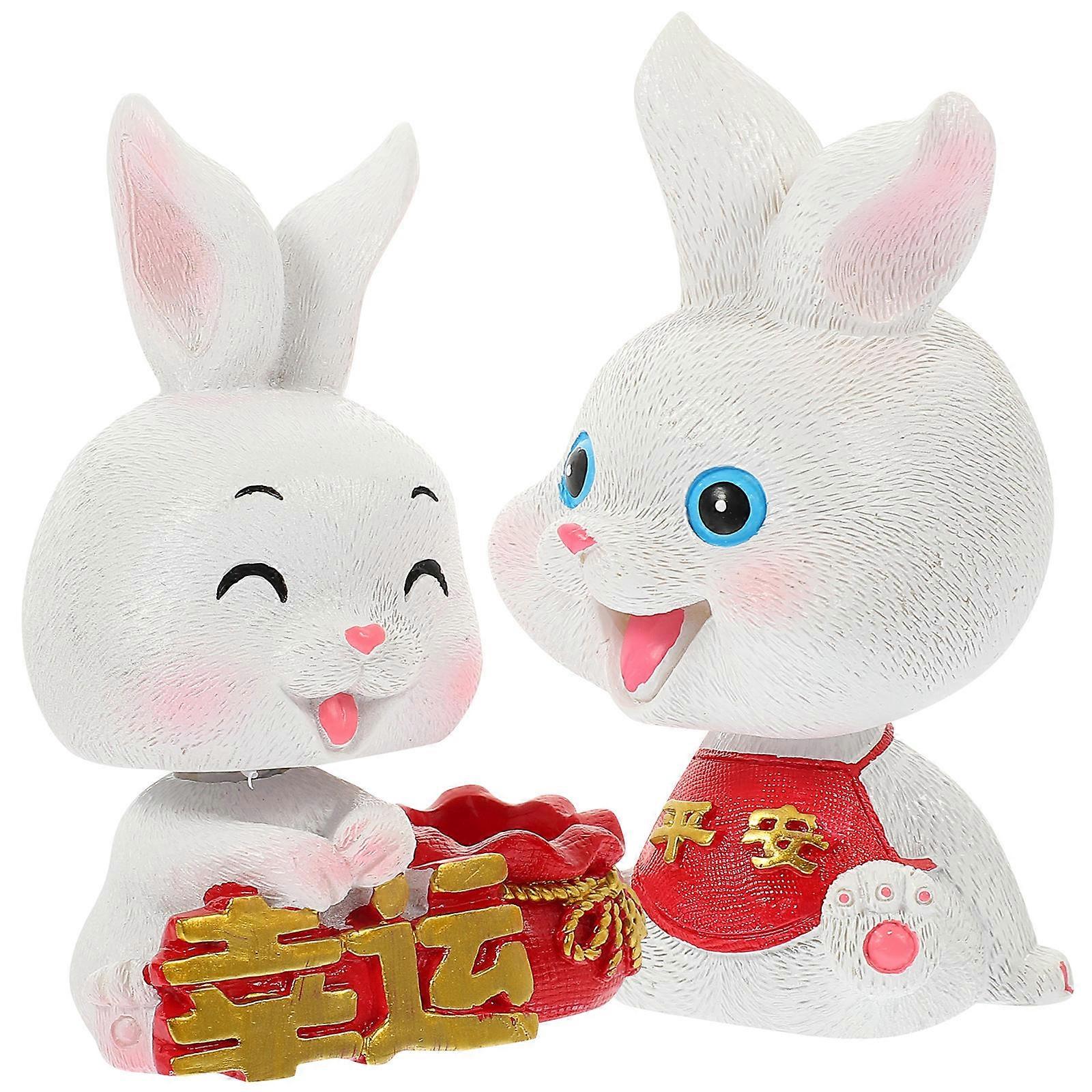 Chinese New Year Decoration Miniature Rabbit Figures for Decor 8Pcs Resin Ornaments