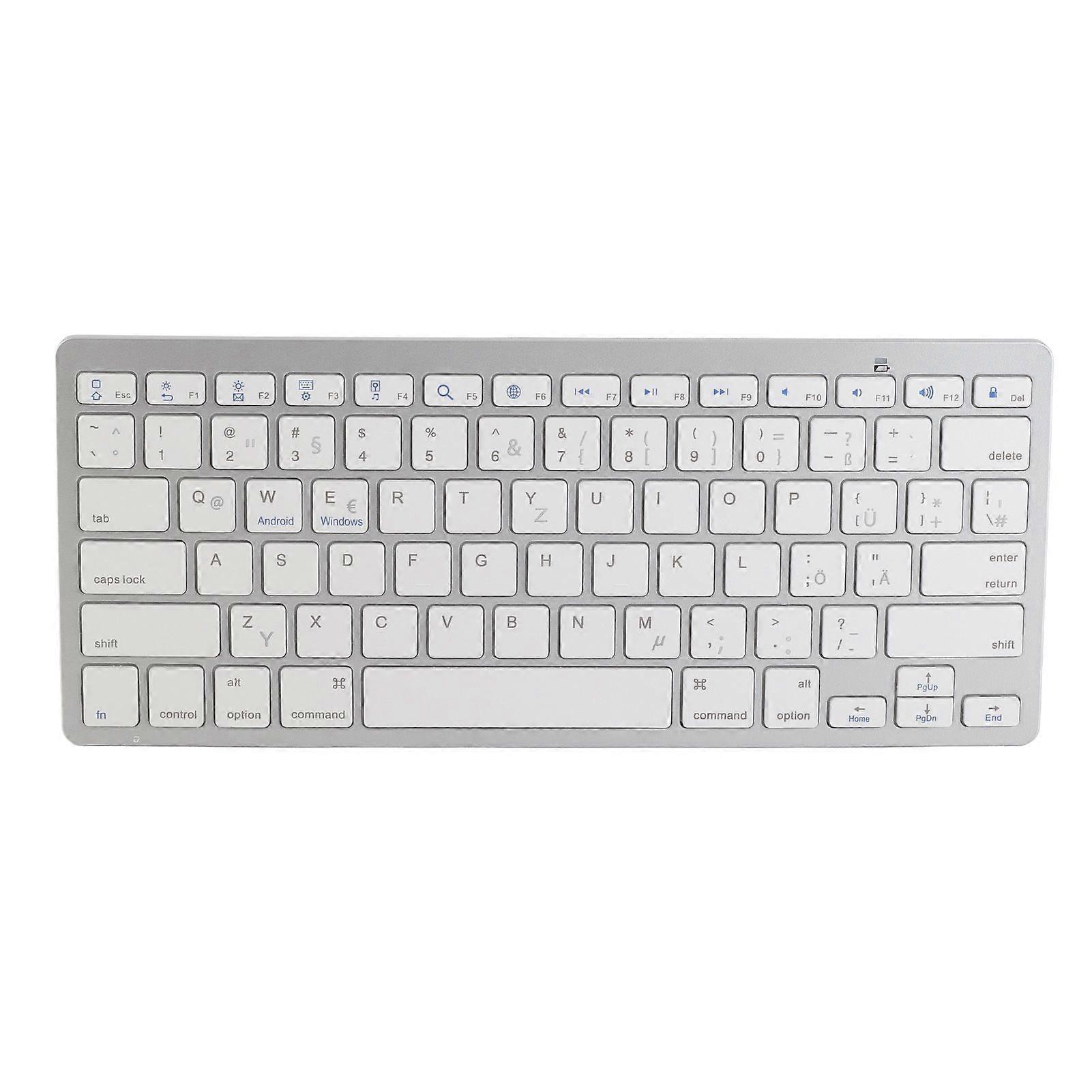 Wireless Bluetooth Keyboard Portable Compact Ultra Thin Bilingual Universal for PC Laptop German QWETZ Layout