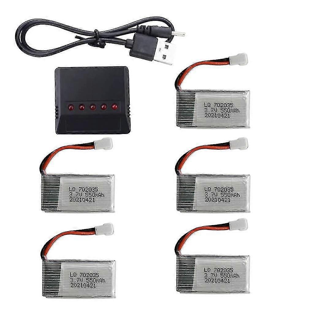5 remote control aircraft batteries 3.7V 550mAh compatible with Sima Q11 H99W H31 H6C H98 TR-C385 with charger