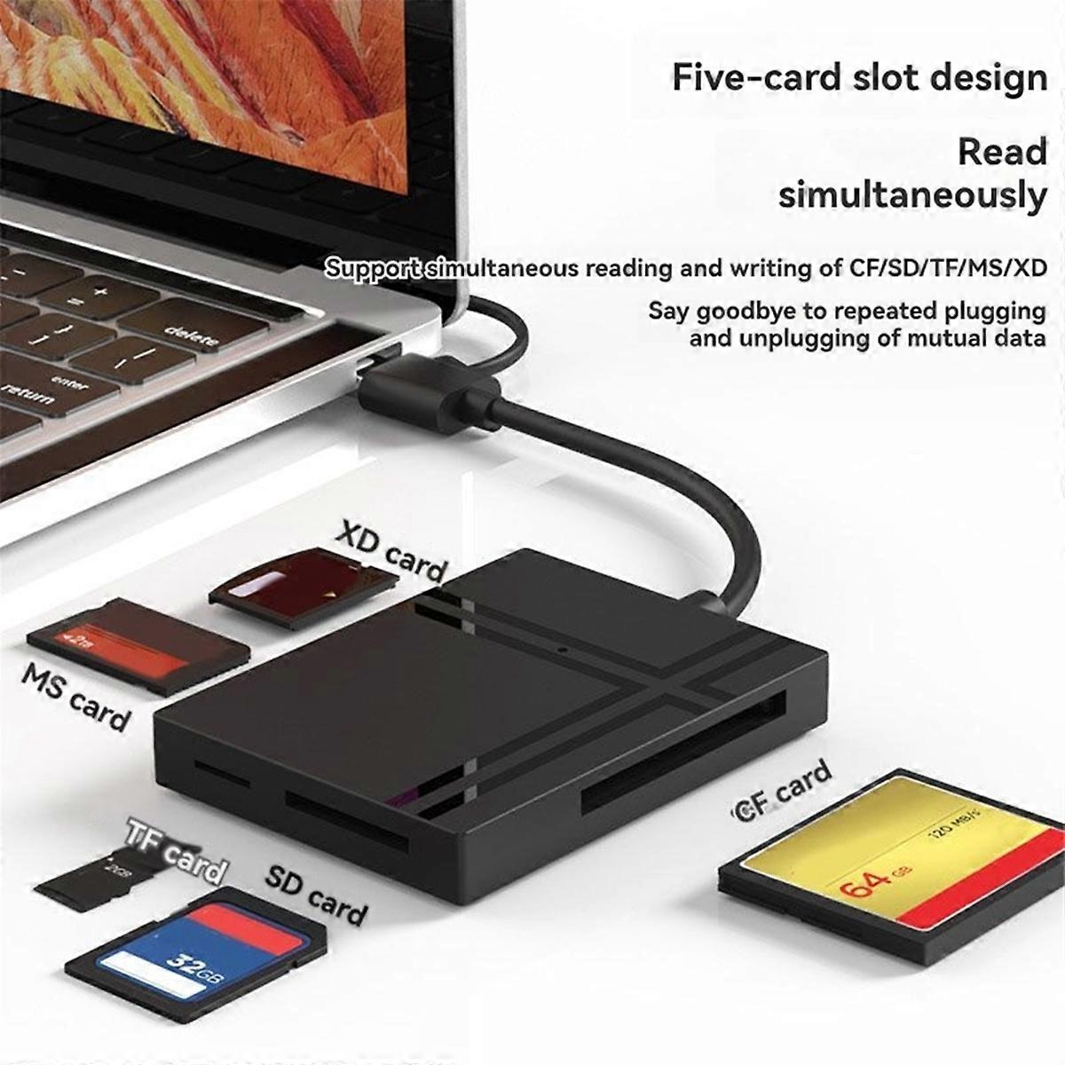 5 in 1 USB C HUB with Card Reader Type C to USB 3.0 Adapter