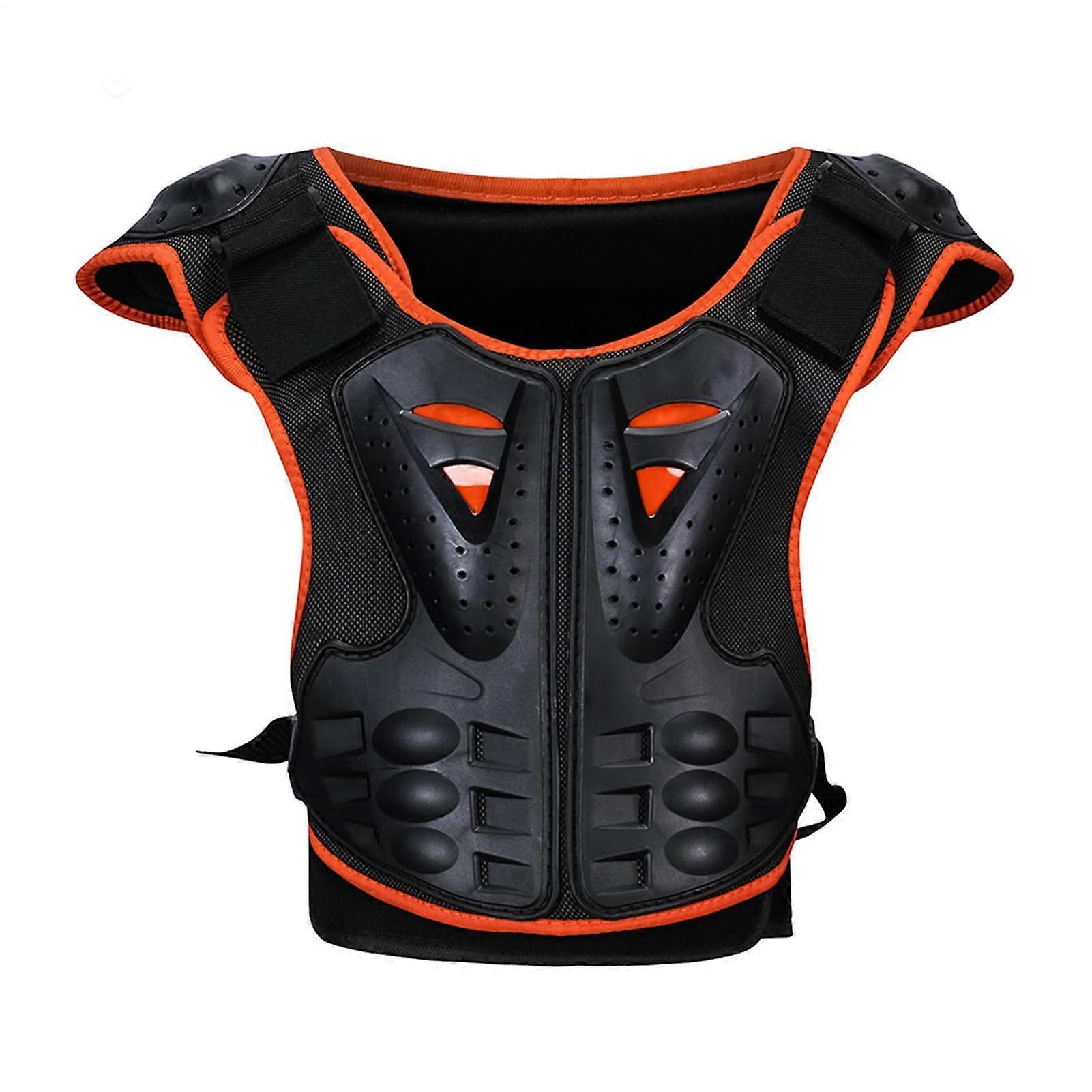 Riding Vest Children | EVA Padded Back Protector, Unisex Riding Vest, Orange Black, Size L