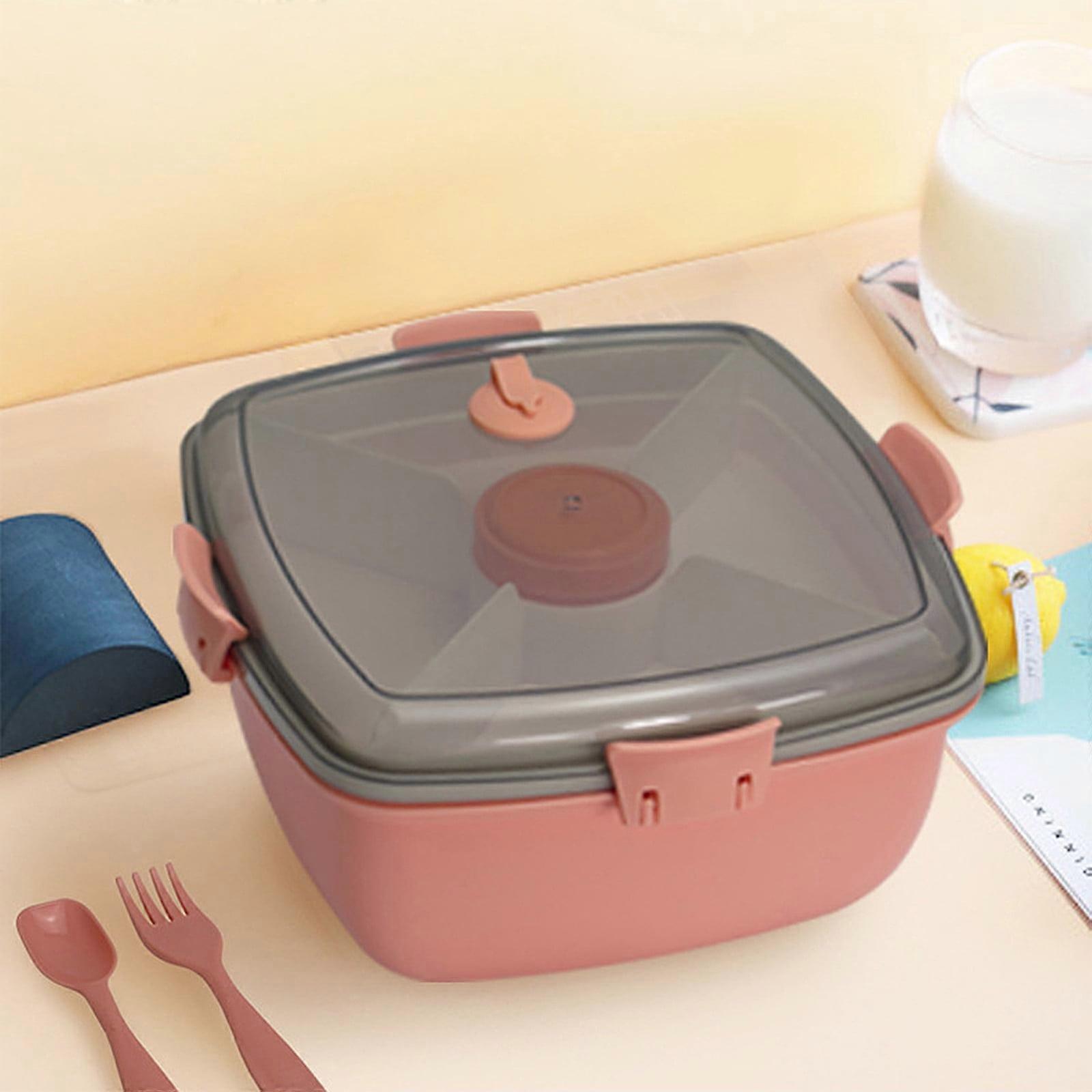 Tarmeek Stackable Lunch Container with Salad Bowl, 4-Compartment Bento Tray, Sauce Containers & Built-in Fork, BPA-Free, compatible with Tupperware