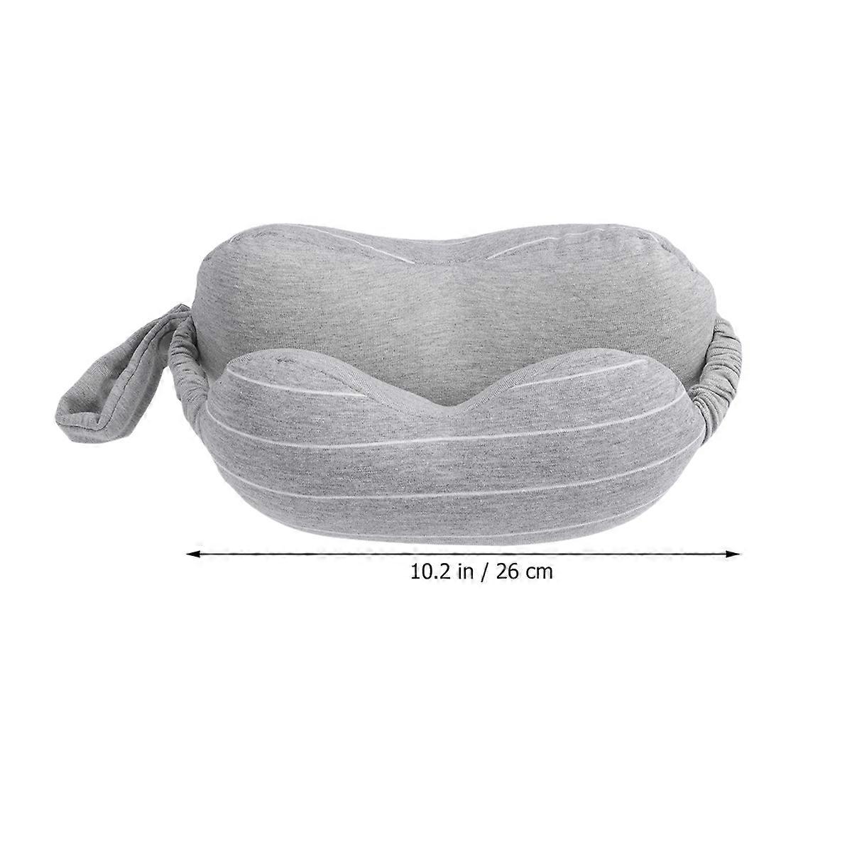 Eye Mask Pillow 2-in-1 for Relaxing Use 2Pcs Light Grey Cotton Travel Neck Pillow