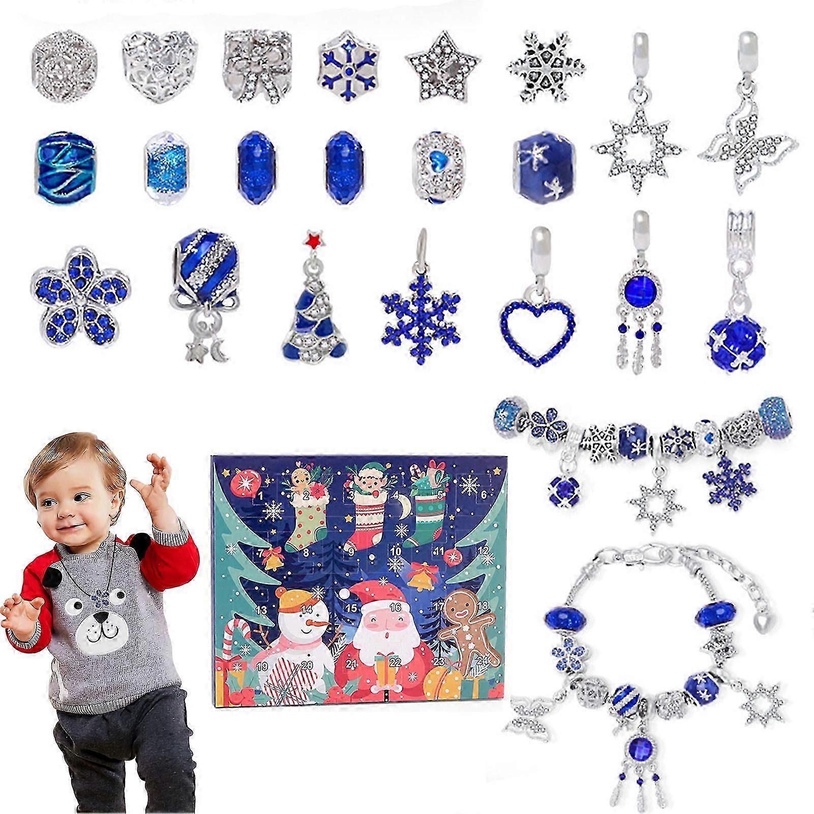 Christmas Advent Calendar Bracelet Jewelry Advent Countdown Calendar Blue Series Christmas Advent Calendar With 2 Adjustable