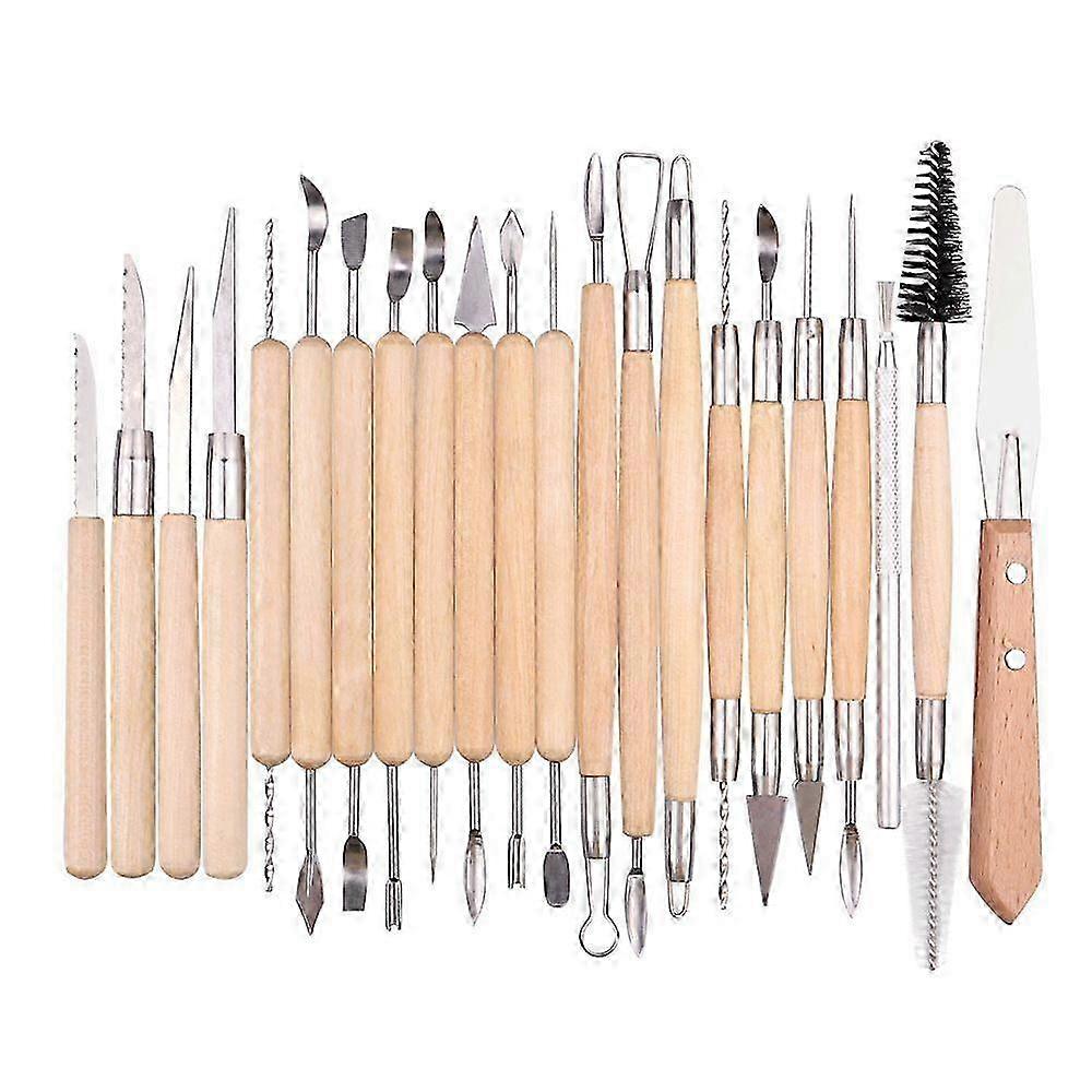25Pcs Clay Sculpting Tools Kit Clay Modelling Tools Wooden Polymer Clay Tools Rubber Pottery Tools