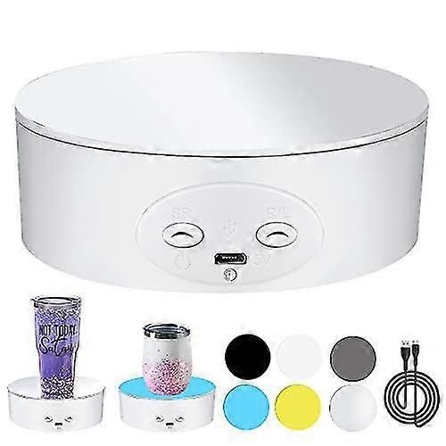 Cup Turner Rotating Display Stand for Tumblers, 360 Degree Automatic Mute Spin Turntable for Photog