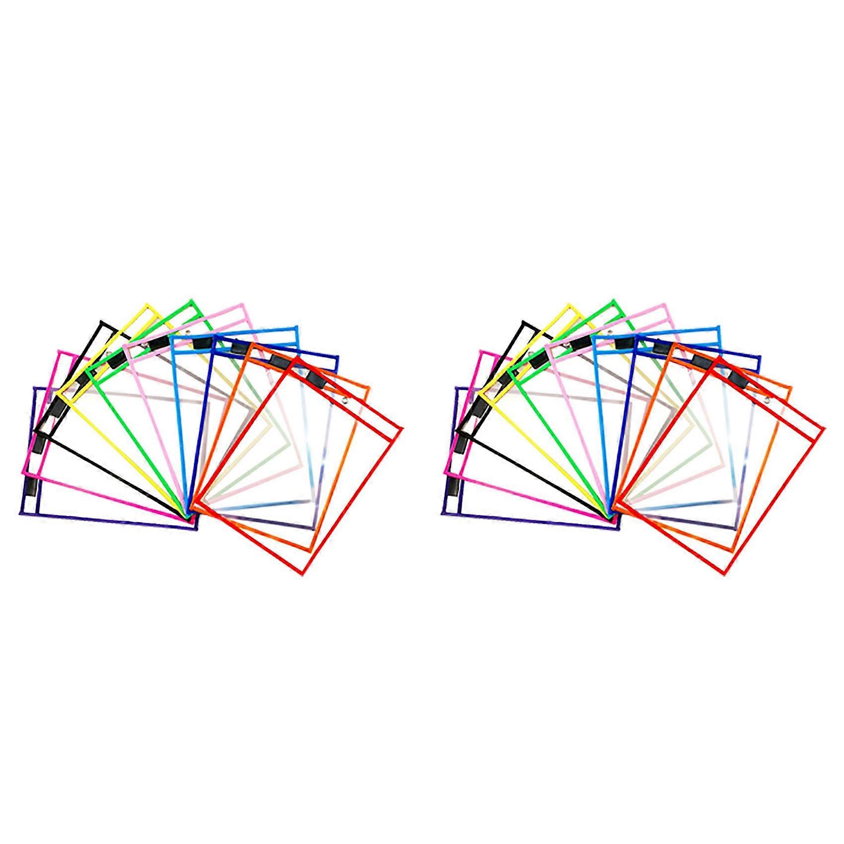 20Pcs Transparent File Pocket Folder Sleeves Oversized Reusable Dry Erase Clear Stationery Storage Folder File Pouch