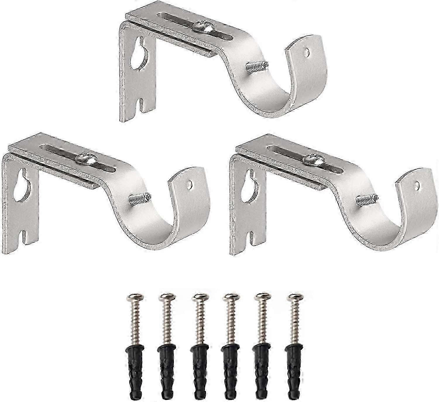 Curtain Rod Brackets, 3pcs Adjustable Wall Mount Bracket for Curtain Rods
