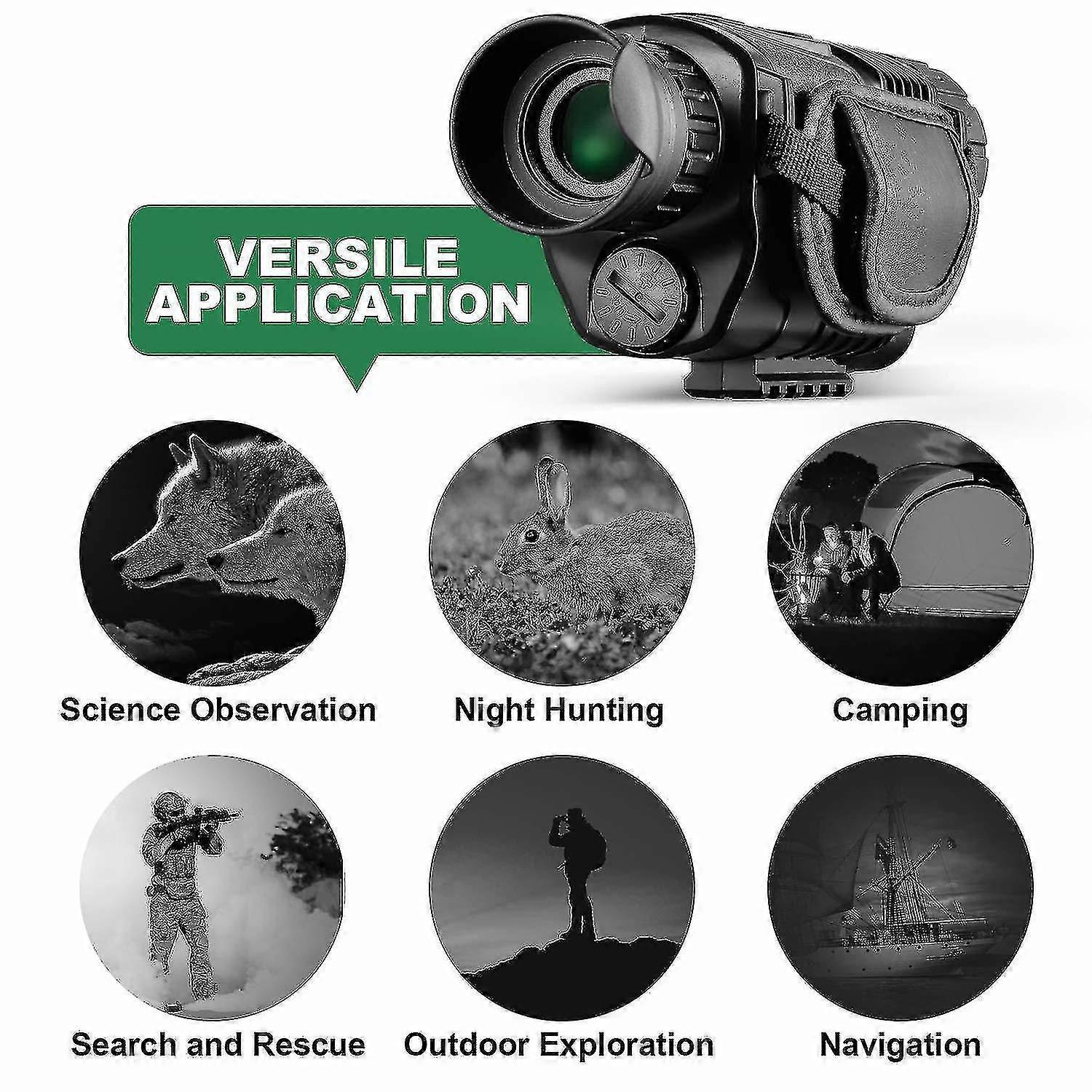 Night Vision Monocular Digital Camera With Video Playback For Hunting