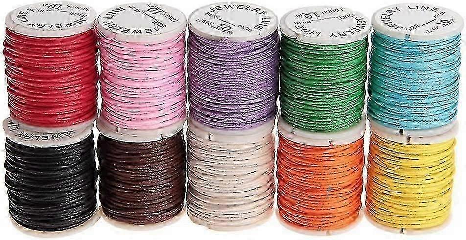 Cordon en coton ciré de 1 mm, 10 couleurs, 10 m/rouleau, pour la création de bijoux et le macramé (Nouveauté)