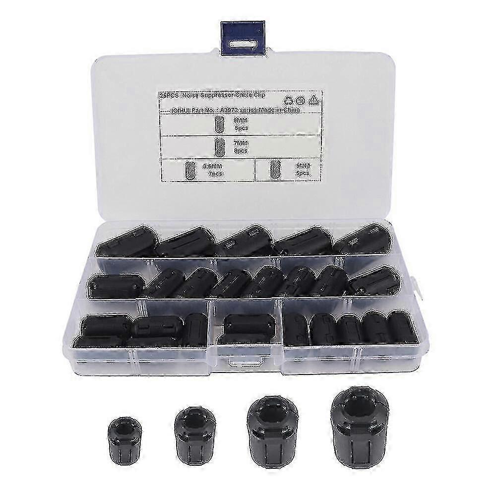 25 Pcs Ferrite Core Cable Ring Choke Noise Suppressor Filter para cable de alimentación