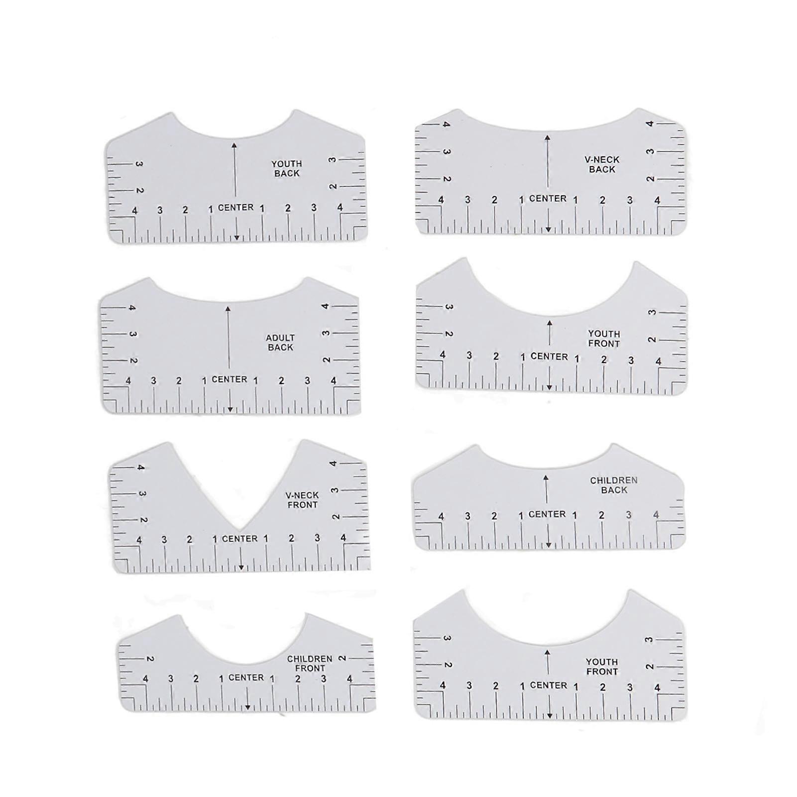9Pcs Alignment Ruler Set Centering Guide Contour Design DIY T‑Shirt Round‑Neck V‑Neck Sewing Ruler