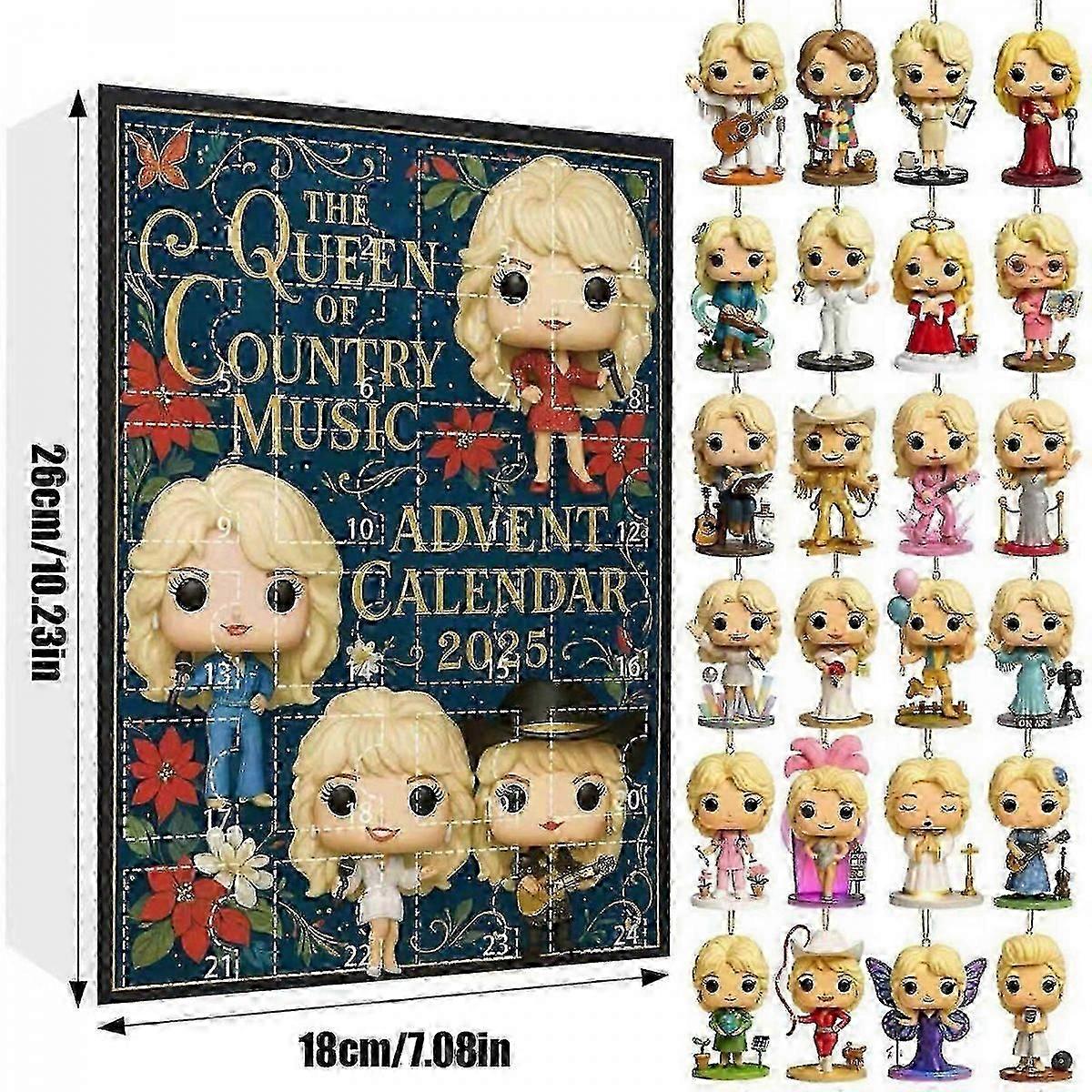 Exquisite 2025 Dolly Parton 24-Day Countdown Christmas Advent Calendar Blind Box Christmas Tree Ornament
