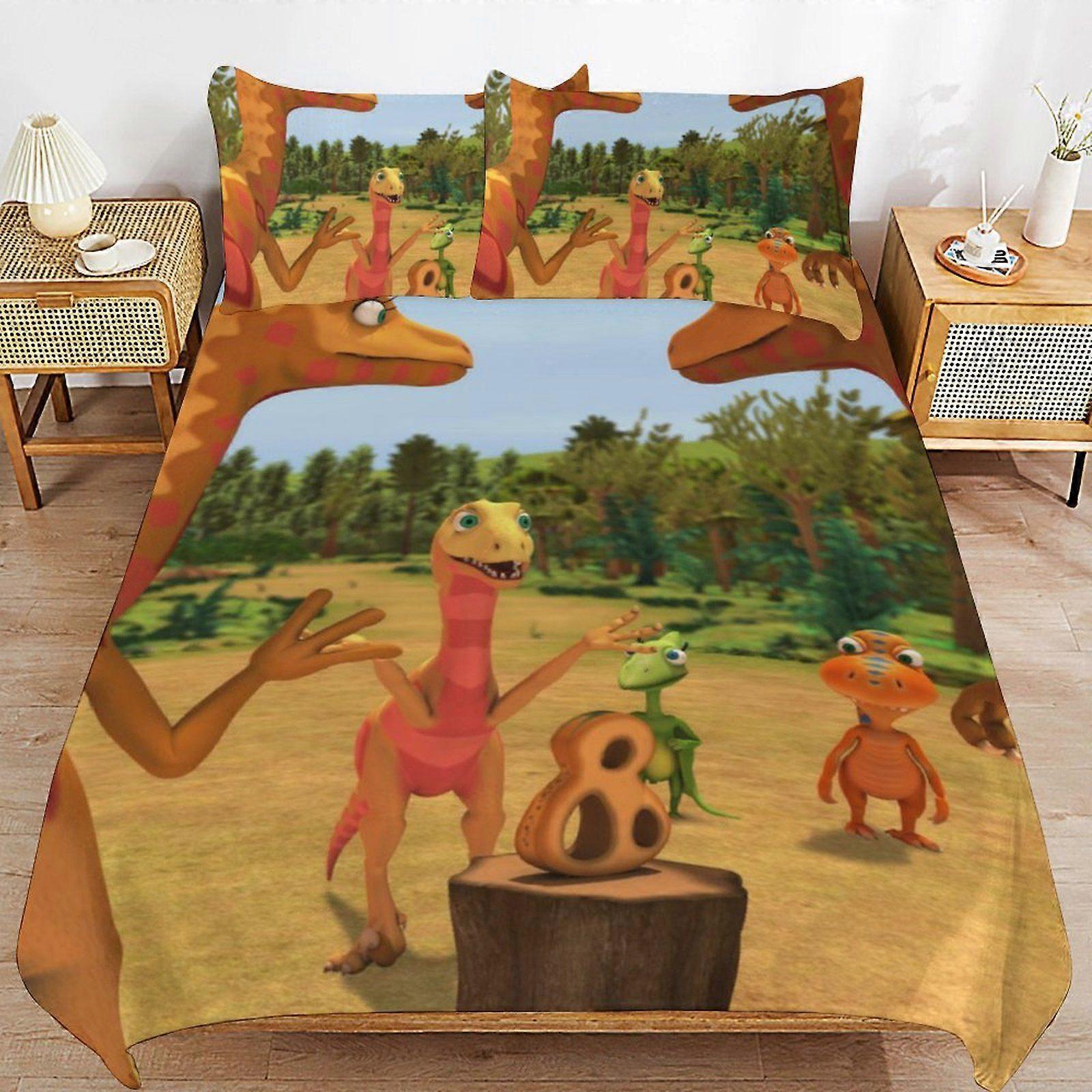 d267 Dinosaur Train Breathable Soft Surface Comfortable Texture Hotel Style Duvet Cover Sets with Zipper Closure b267