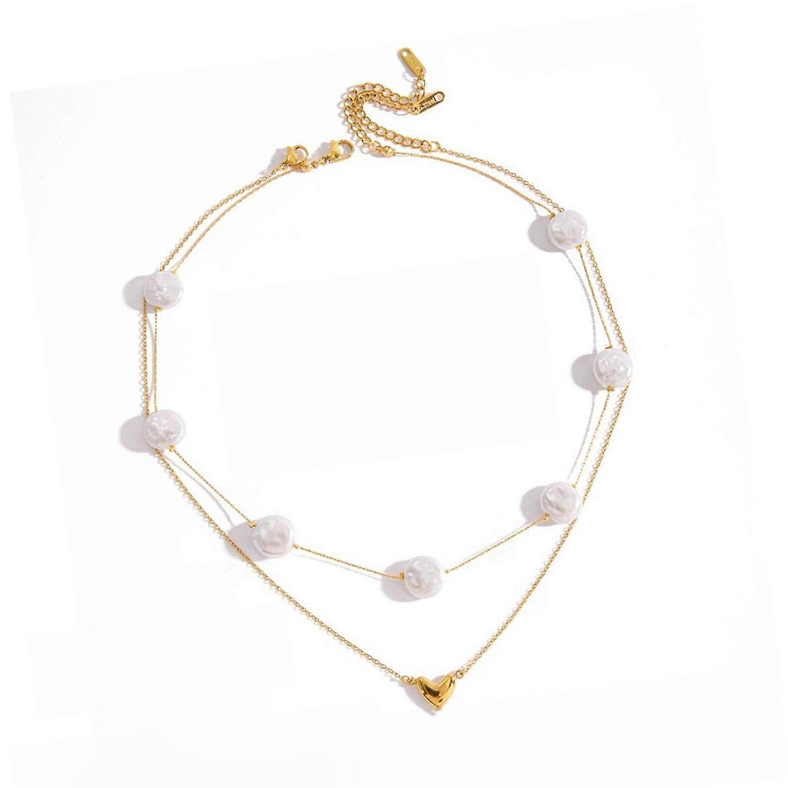 Modern Double Layer Imitation Pearls Necklace With Layering Accent Comfortable Neck Chain Elegant Styling Accessory Multicolor