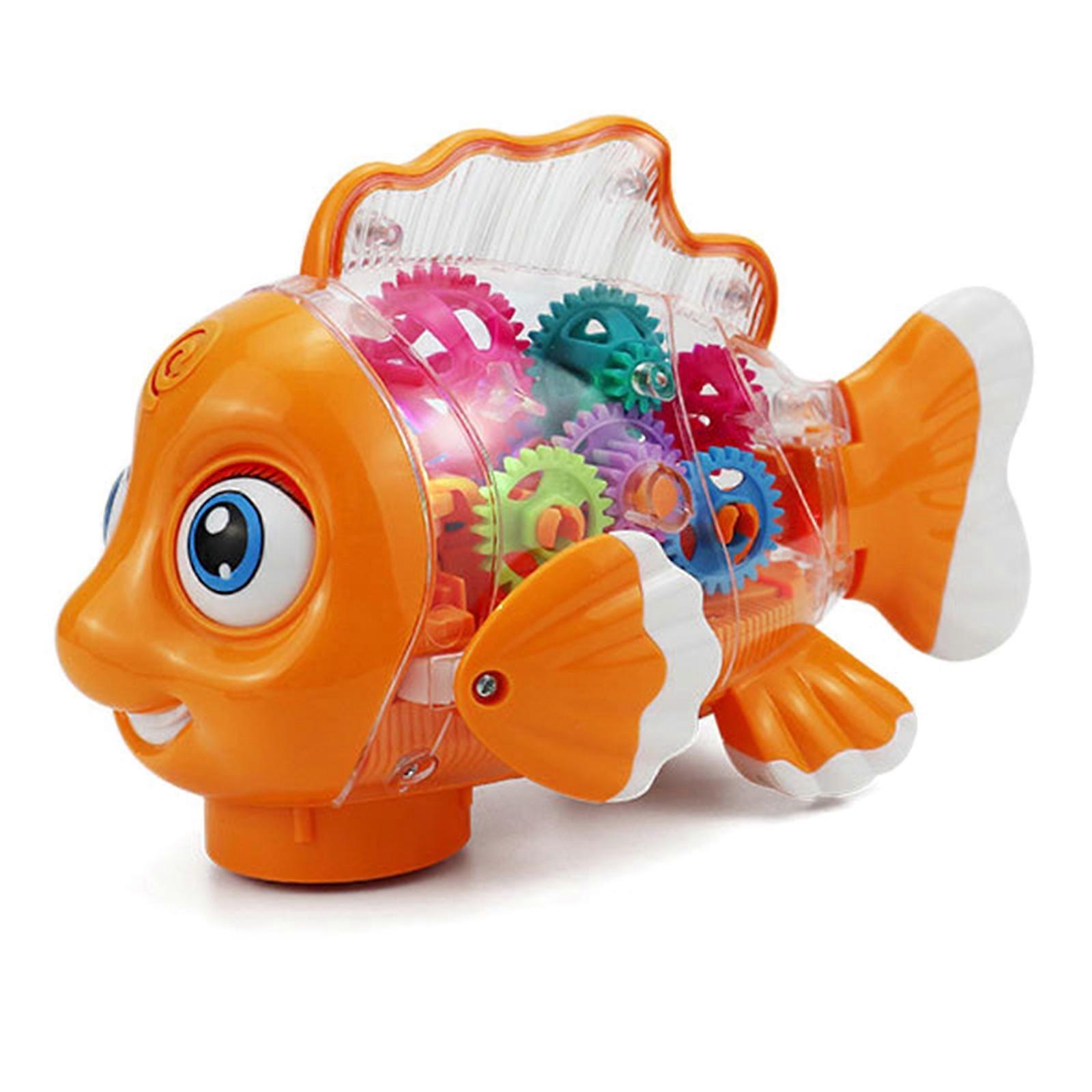 Durable Plastic Fish Shaped Toy Vehicle With 7 Color LED System And Multiple Music Themes For Child Development Multicolor