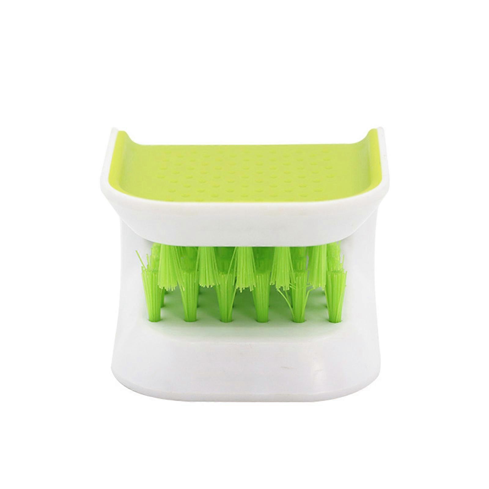 Strong U Shaped Two Sided Stiff Bristle Scrubber Designed for Utensils Blades Automotive Detailing and Compact Storage Multicolor