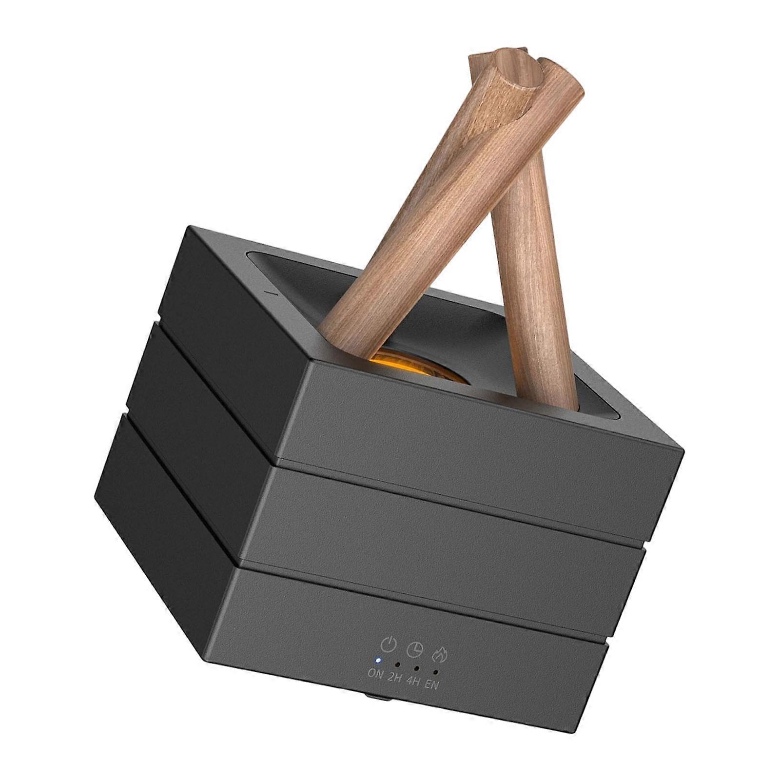 Simulated Flame Essential Oil Diffuser Flame Air Humidifier with 7 Color Light Aromatic Diffuser for Office Bedroom  Black