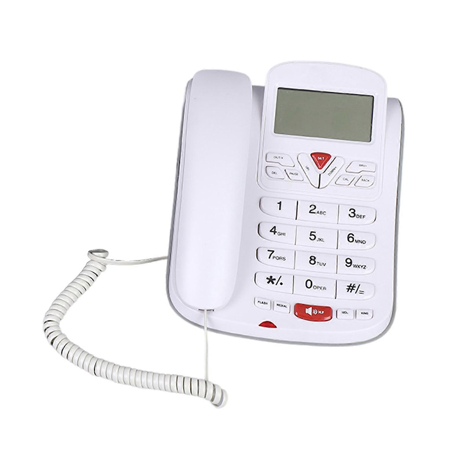 Classical Desk Phone Home Telephone for Hotels and Business Offices Easy to Use Double Hole Connection Caller Display  White