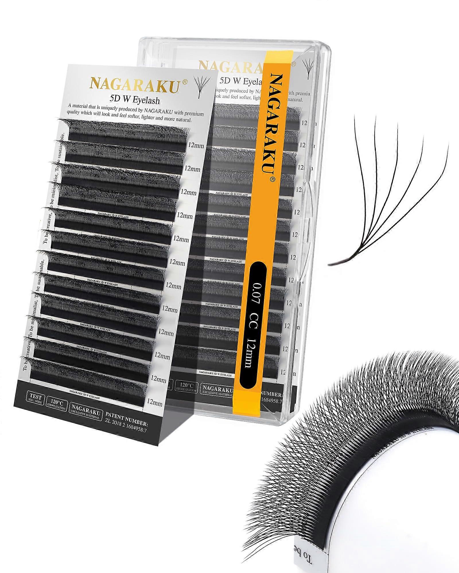 5D W Shape Eyelash Extensions 0.07mm CC Curl 12mm Natural Soft Volume Faux Mink Lashes for Salon or Beginners