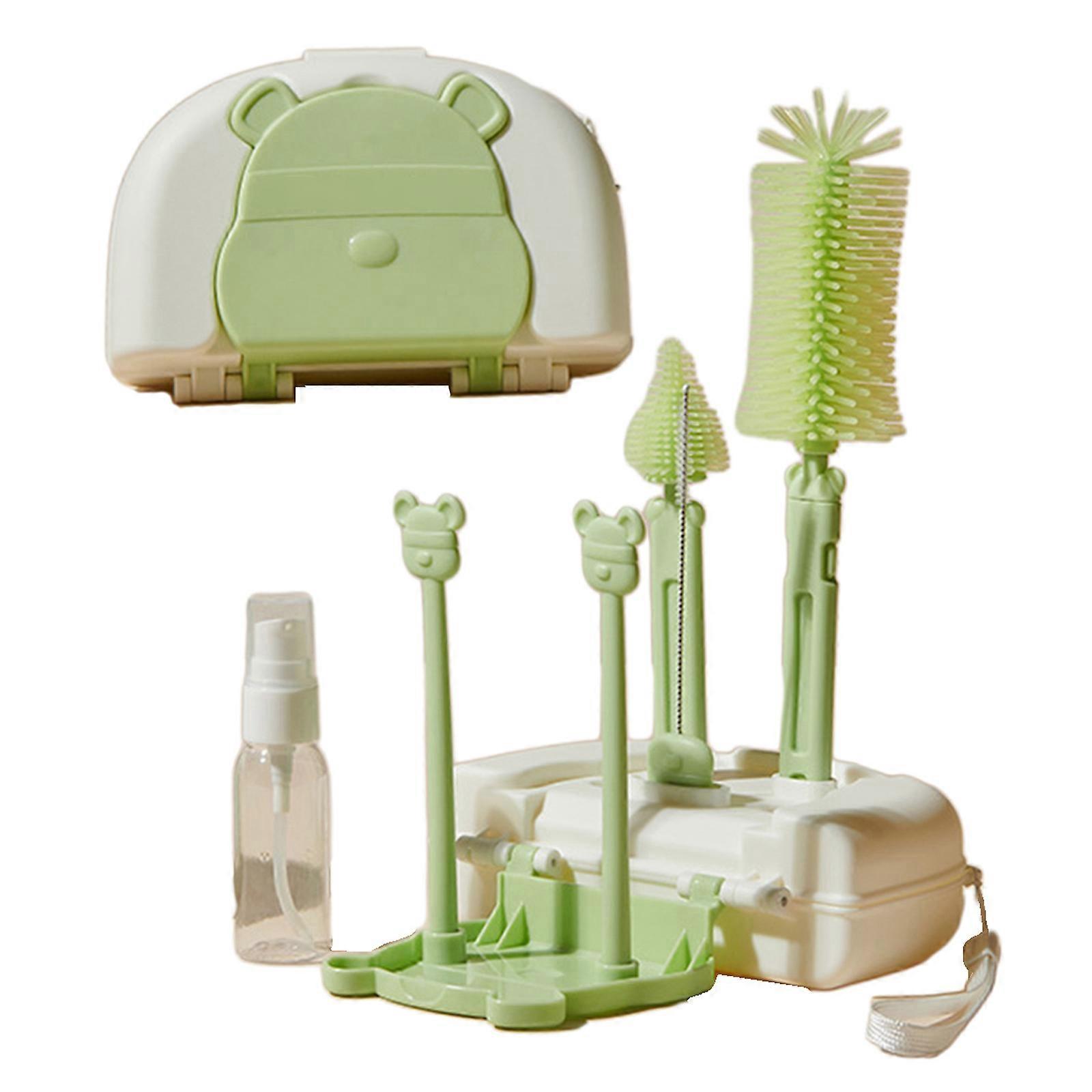 Portable & Versatile Bottle Brush Set All in One Bottle Cleaning Set Convenient Cleaning Solution Essential for Parents  Green