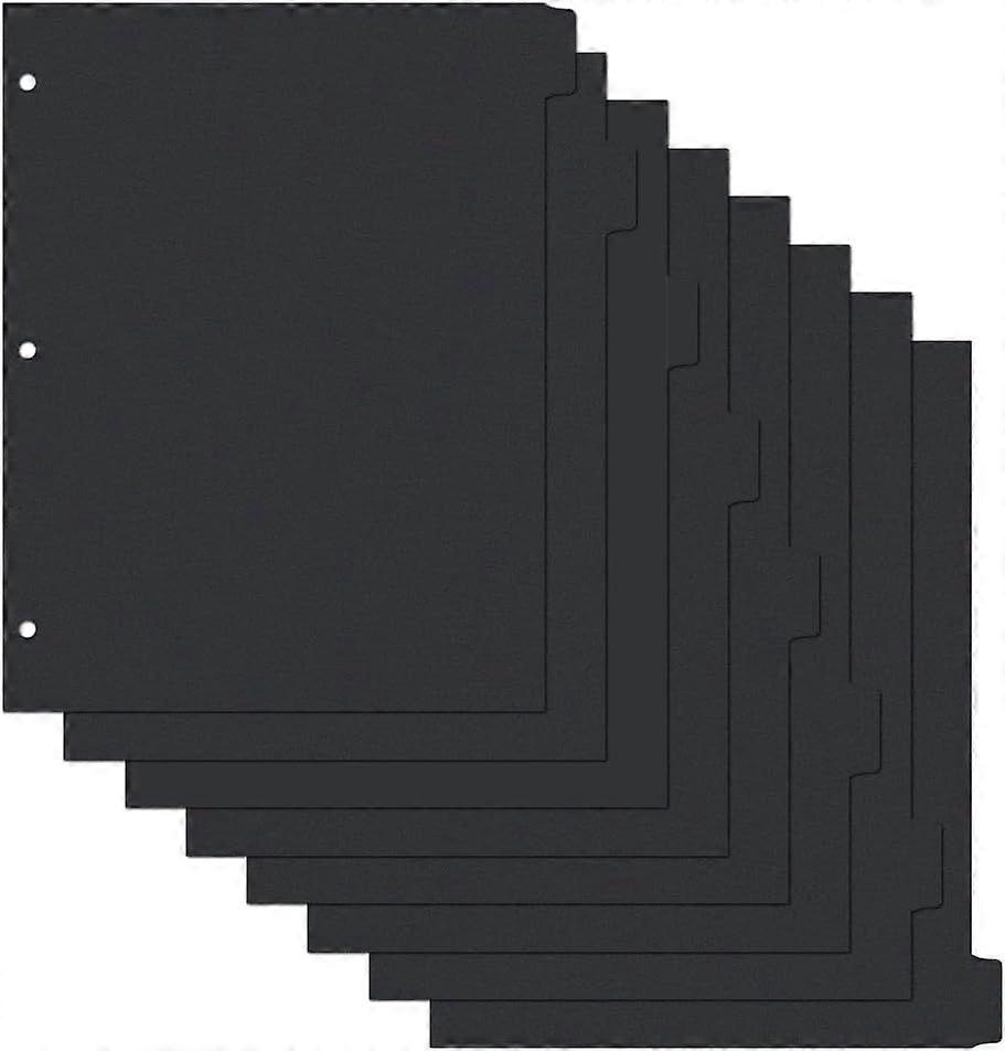 16 Sheets 8 Tab Plastic Dividers 3 Ring Binder Dividers A4 Discbound Tab Divider 28x23cm Black Blank Index Divider Page Folder for Planner Notebook Or