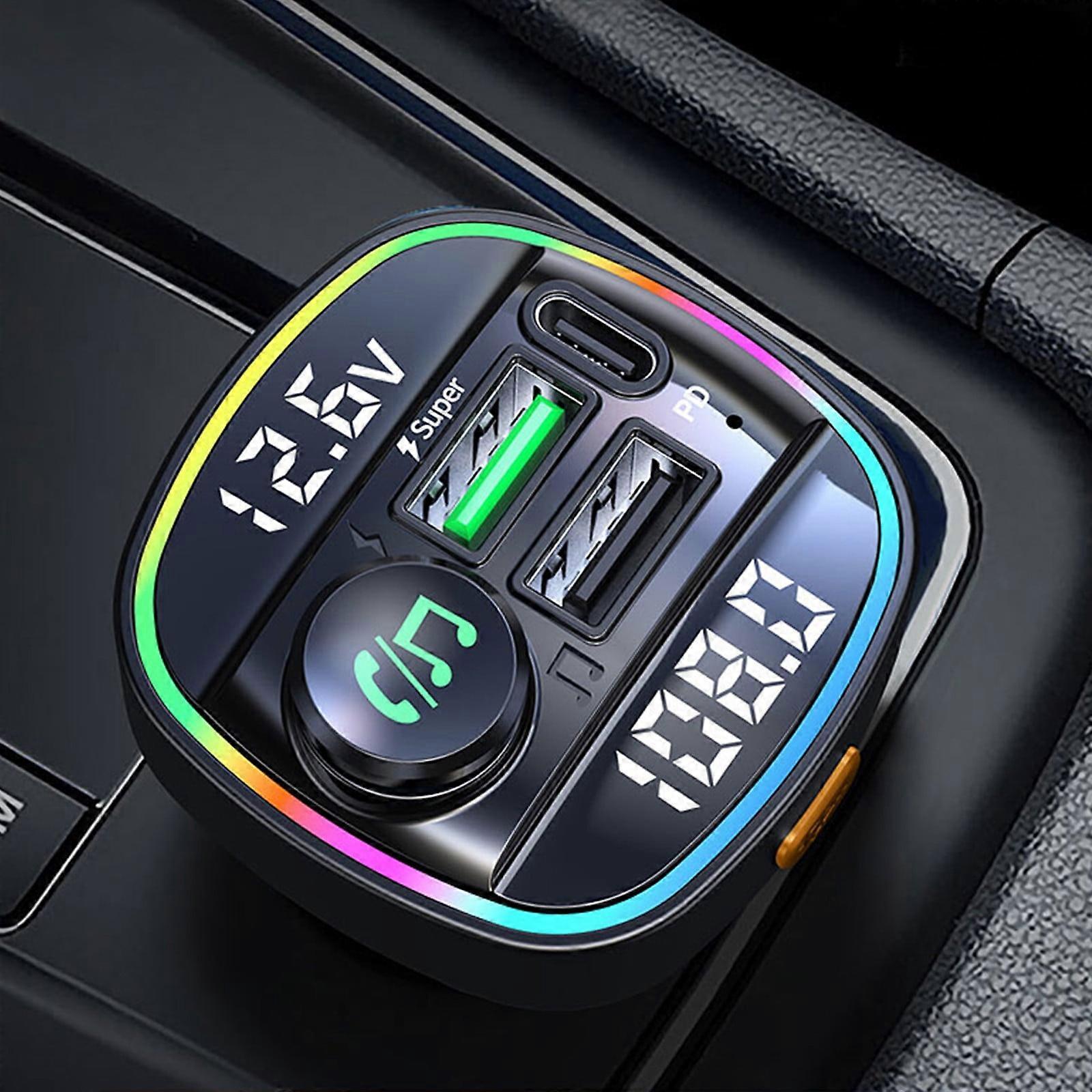 Clearance！Smart Appliances Dual Display Voltage Detection Frequency Display Car MP3 Bluetooth Player USB Fast Charger Car FM Transmitter