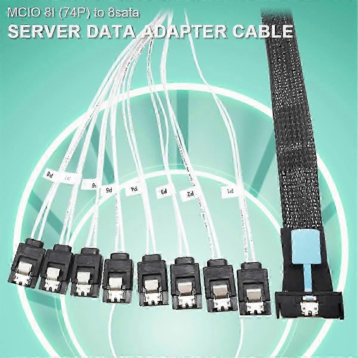 74Pin SFF-8654 to 8 SATA 7Pin 0.5M Server Drive Conversion Cable