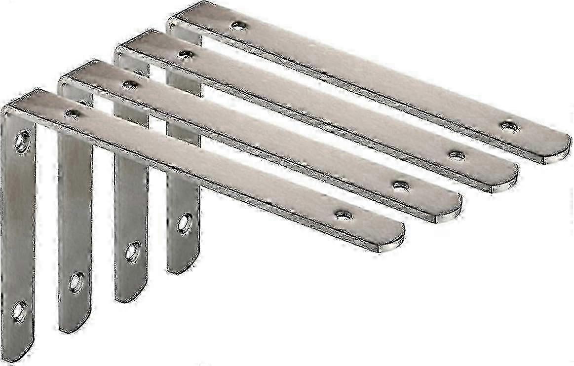 4 Pack Stainless Steel L-Shaped Corner Bracket for Furniture & Shelves, Brushed Nickel Finish, 250x150x4mm