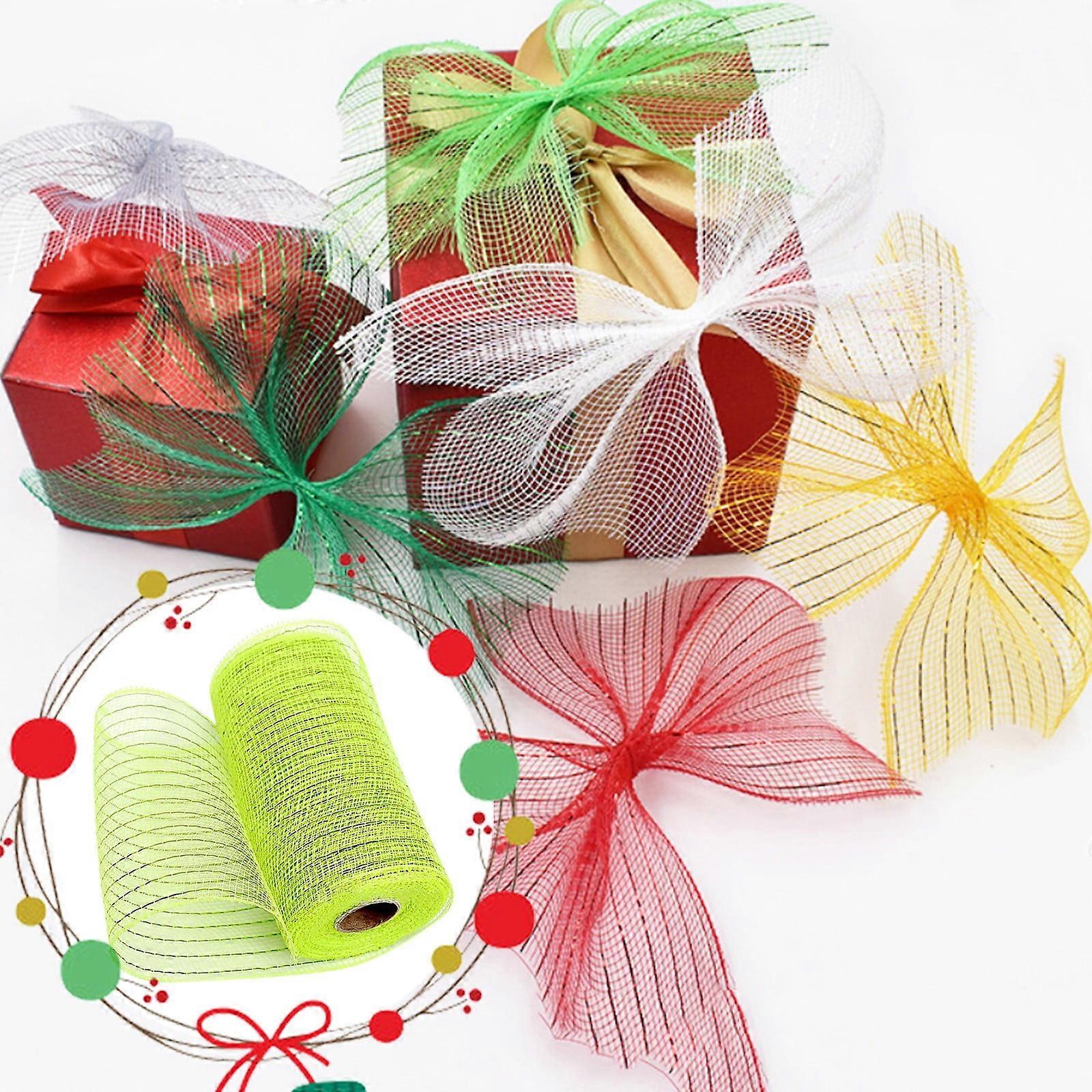 Office&Craft&Stationery Celebration Activ Poly Mesh Ribbon with Metallic Foil Each Roll for Wreaths Swags Bows Wrapping and Decorating