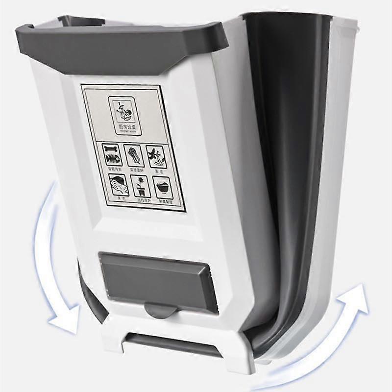 Foldable Hanging Kitchen Trash Can with Bag Storage, Collapsible Cabinet Door Garbage Bin Khaki
