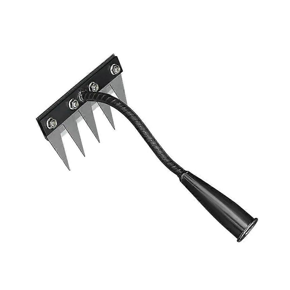 Heavy Duty Garden Weeding Rake with Ergonomic Long Handle for Efficient Weed Removal, 5 Teeth