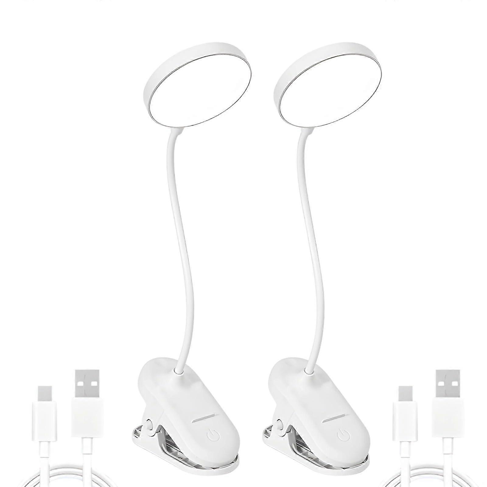 LED Desk Lamp ClipOn Reading Light USBC Rechargeable Adjustable Brightness EyeCaring Flexible Neck
