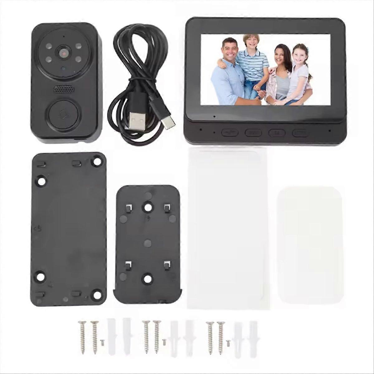 2.4G WiFi Wireless Visual Intercom Doorbell with Screen Smart High-Definition Video Monitoring 2-Way Voice Night Vision