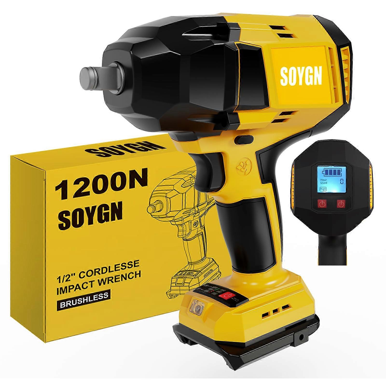 Cordless Impact Wrench 1/2 Inch 950Ftlbs  Torque Brushless with LED for Automotive 20V for DeWalt