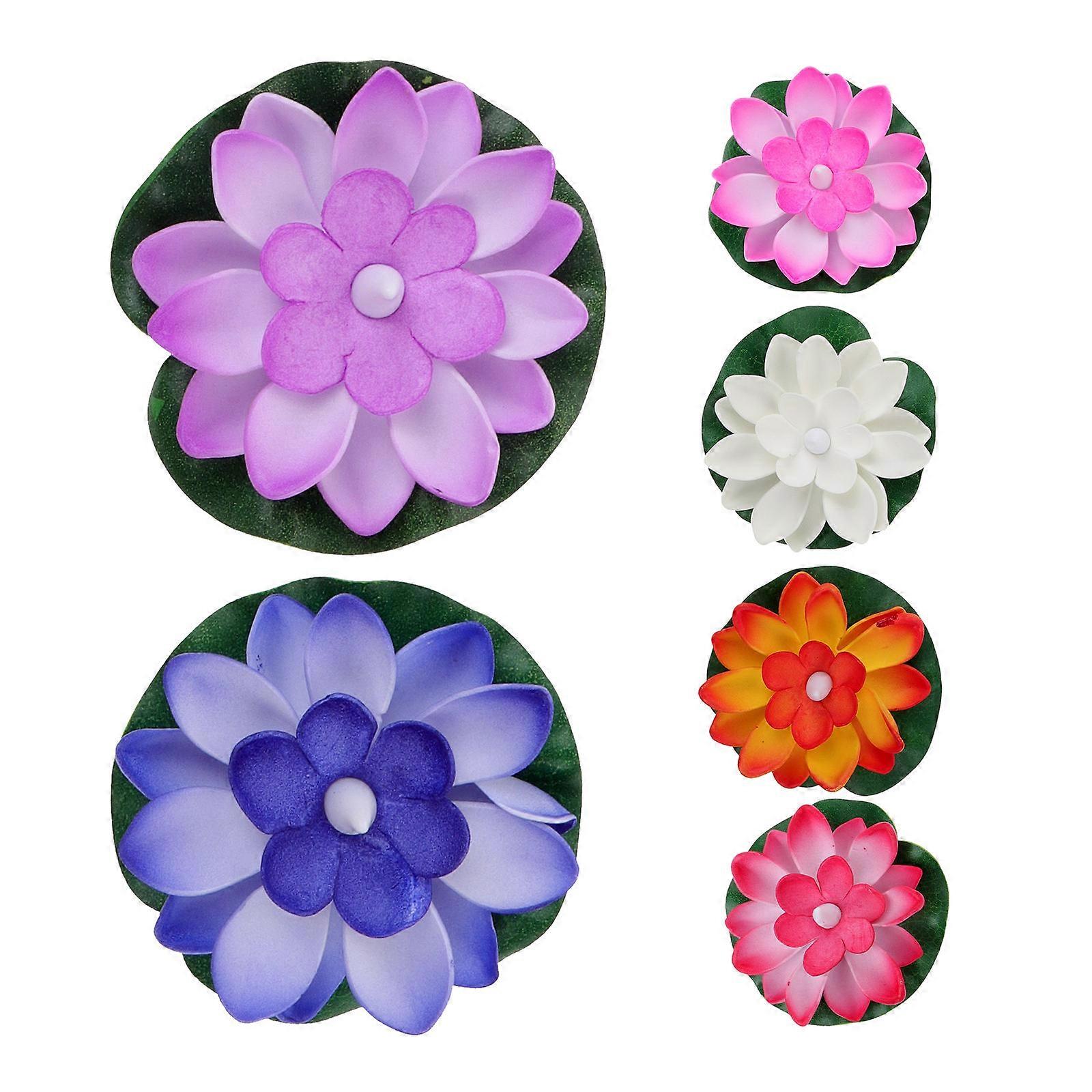 LED Lotus Lamp Floating Pool Lights for Decor 6Pcs Assorted