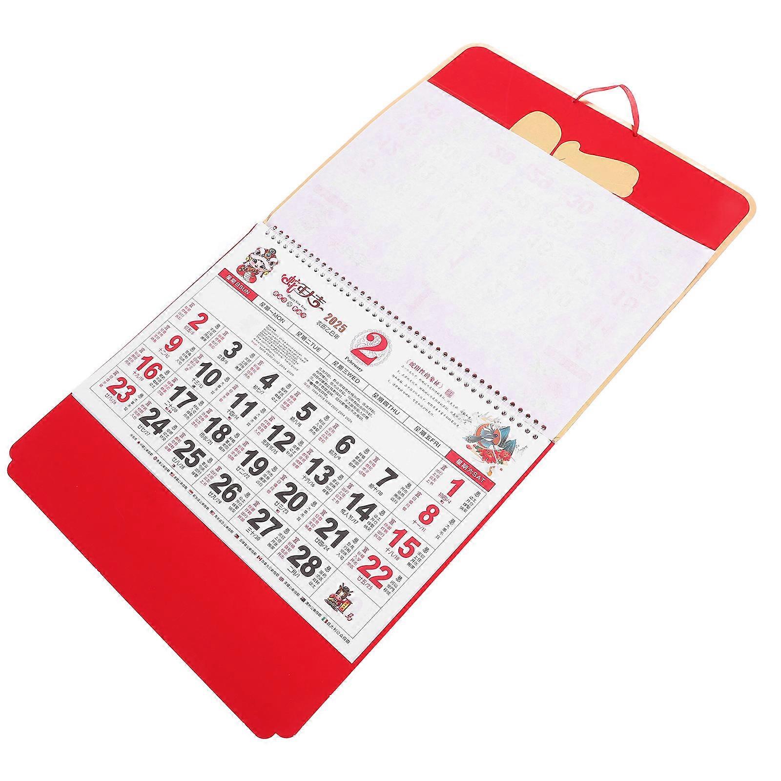 Chinese Lunar Hanging Calendar 2025 Monthly Date Display for Home Decor Multi 1Pack