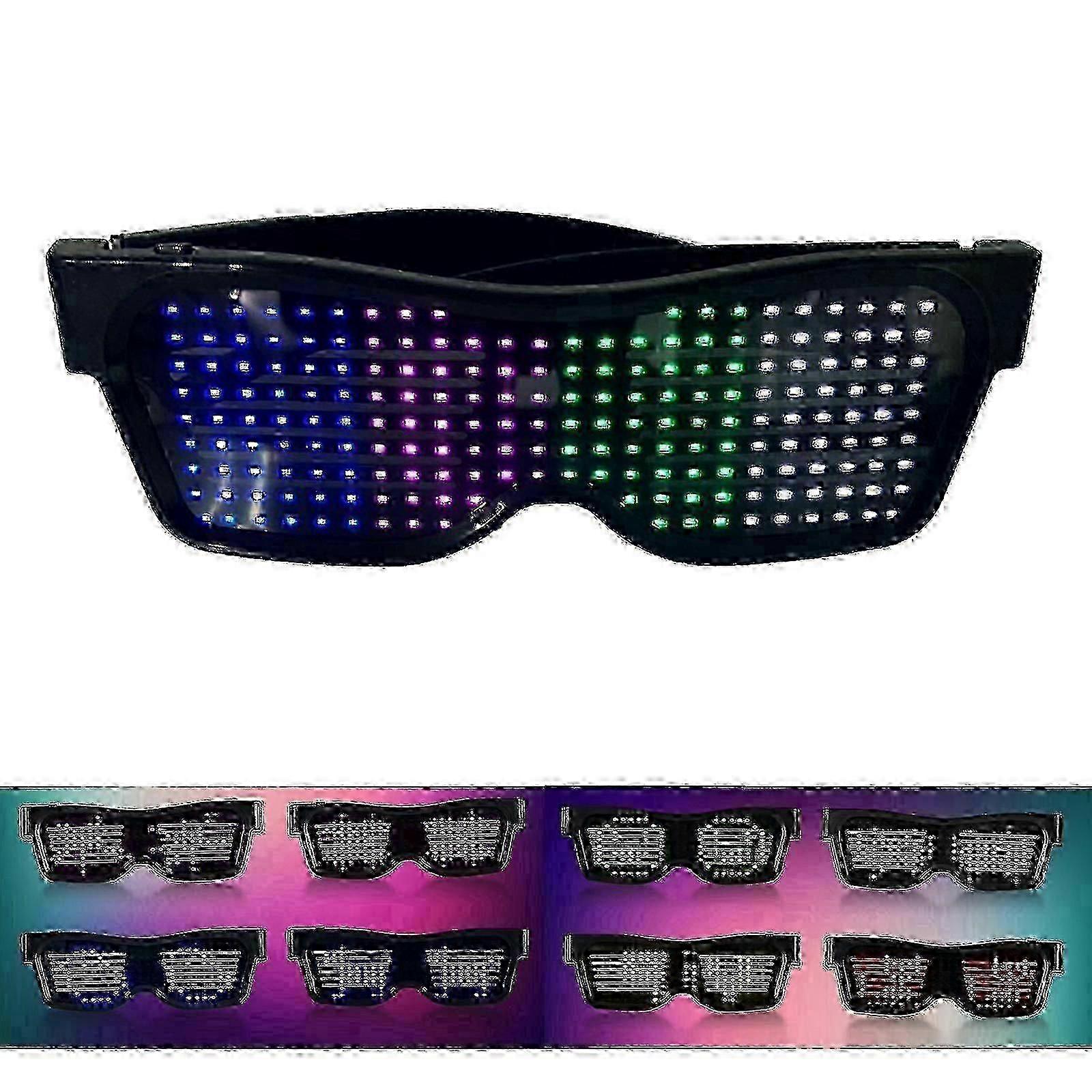 Bluetooth Enabled LED Eyewear with Custom Light Effects 31 Animations Music Sync Feature for Parties