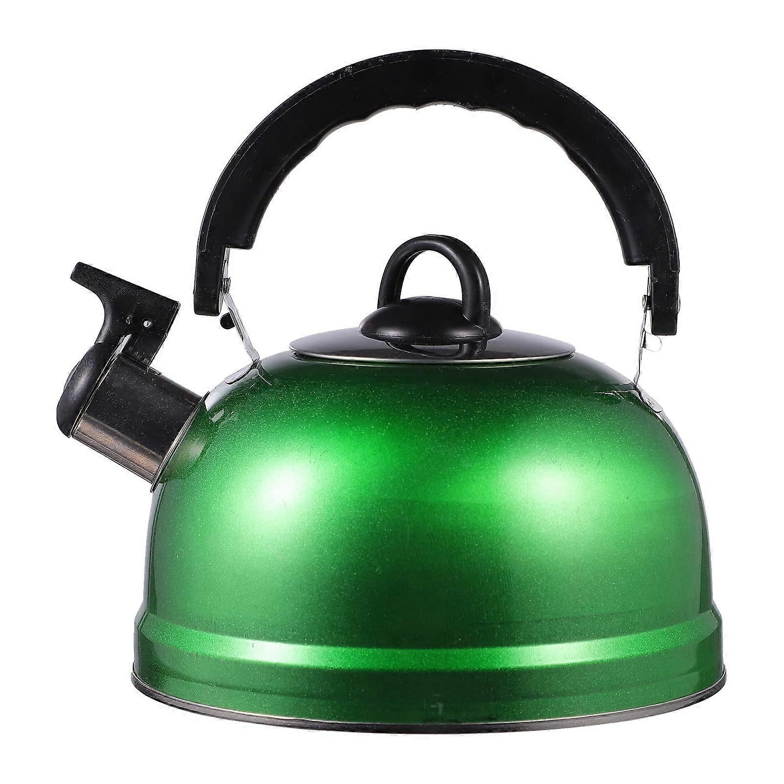 Stainless Steel Stovetop Kettle with Whistling Alert for Gas and Induction, Fast Boiling, Green