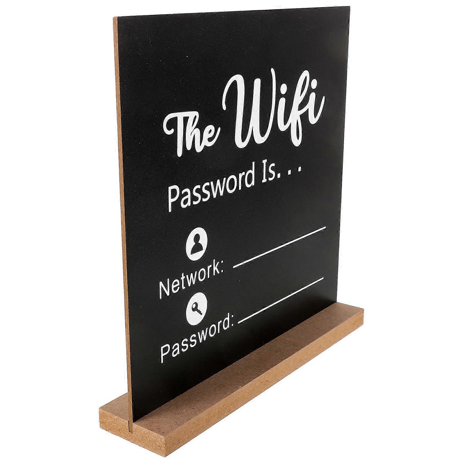 WiFi Password Sign with Wood Base for Writable Decorative Plaque