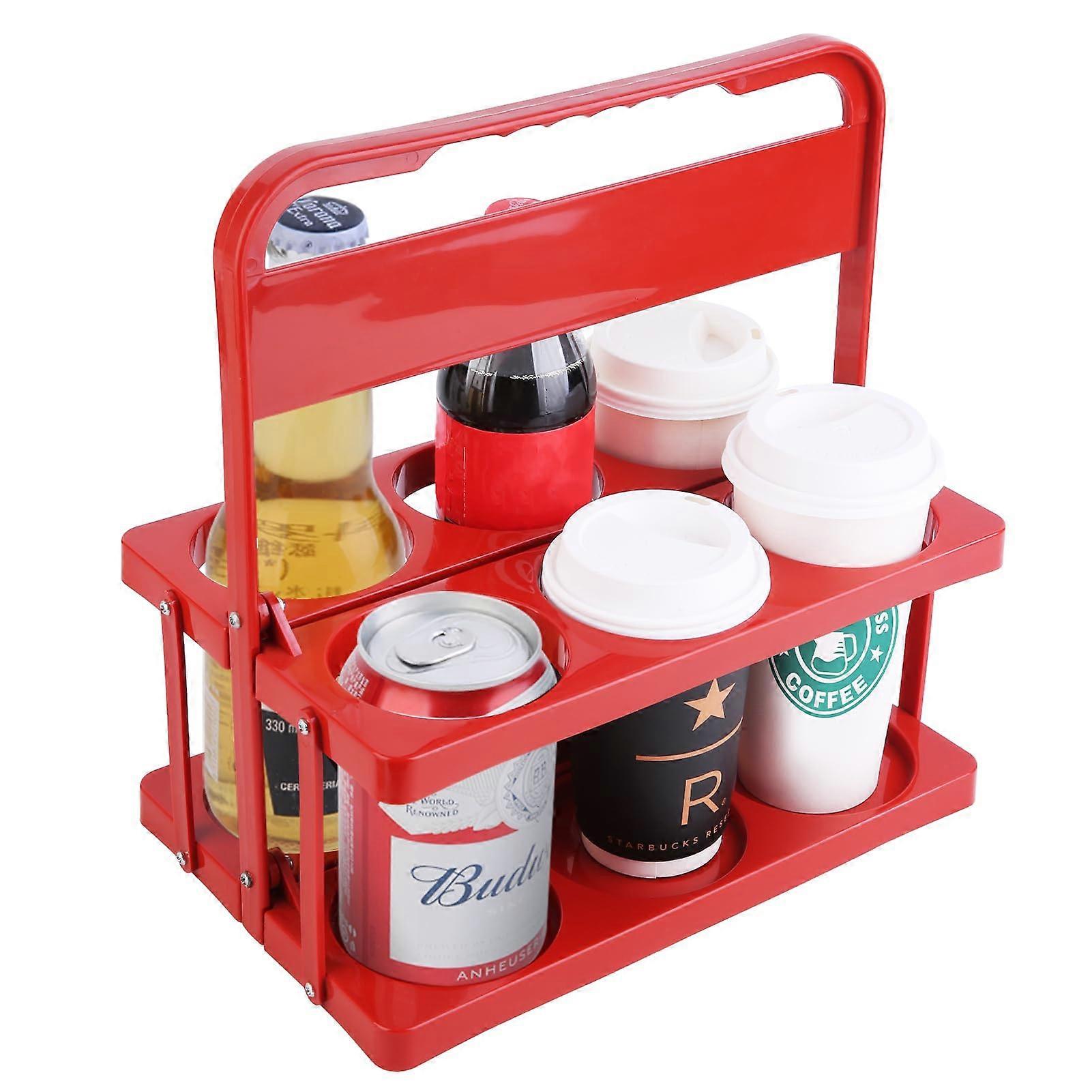 Reusable Drink Carrier with Handle Holds Up to Six Cups, Foldable Cup Holder for Delivery and Travel