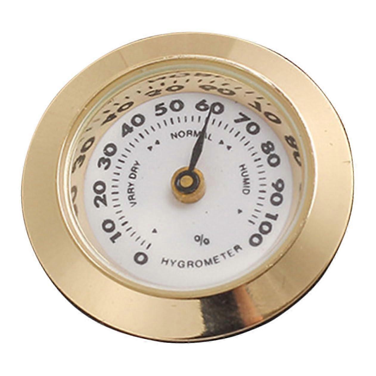 Cigar Hygrometer Analog Gauge for Humidor Box,  Precision Round Dial, Battery, Gold