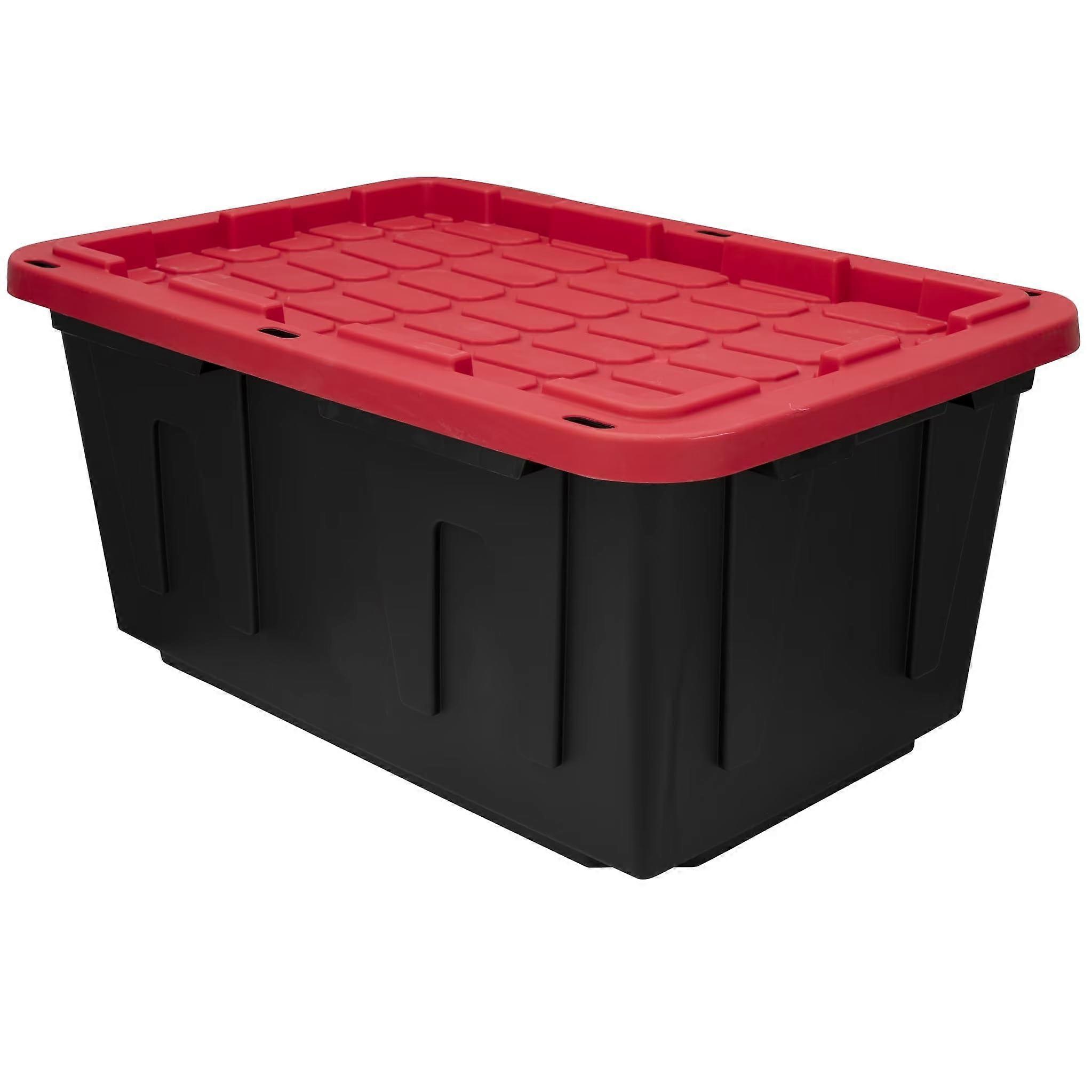 27 Gallon Plastic Storage Bin with Lockable Lid, Stackable Weatherproof Tote for Indoor Outdoor Use