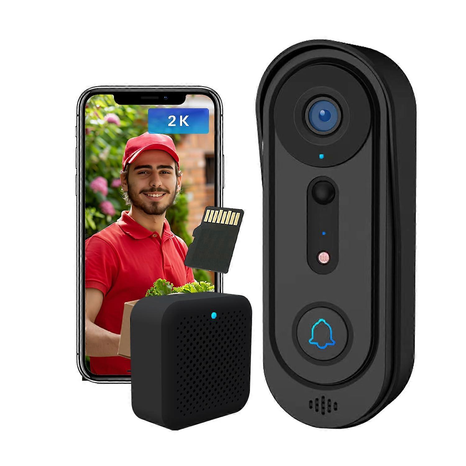 Wireless Video Doorbell Camera 2K with Chime, AI Human Detection, TwoWay Audio, Night Vision, 32GB Storage