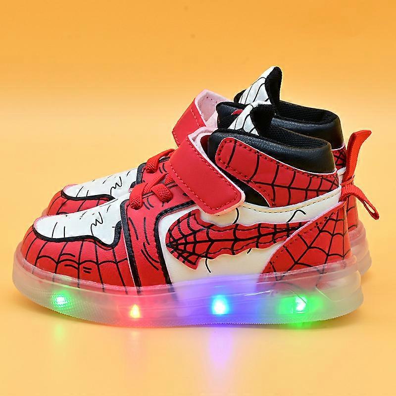Chaussures lumineuses LED Disney pour enfants, baskets Spiderman pour garçons, chaussures décontractées respirantes, pointures 21 à 30.