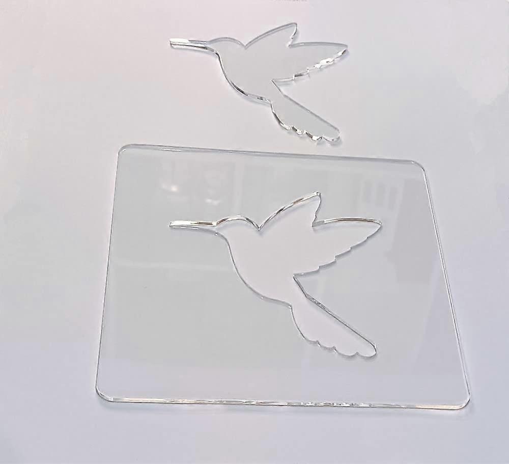 Woodworking Router Template Acrylic Humming Bird Design Clear Durable LaserCut 7.875'x7.875'