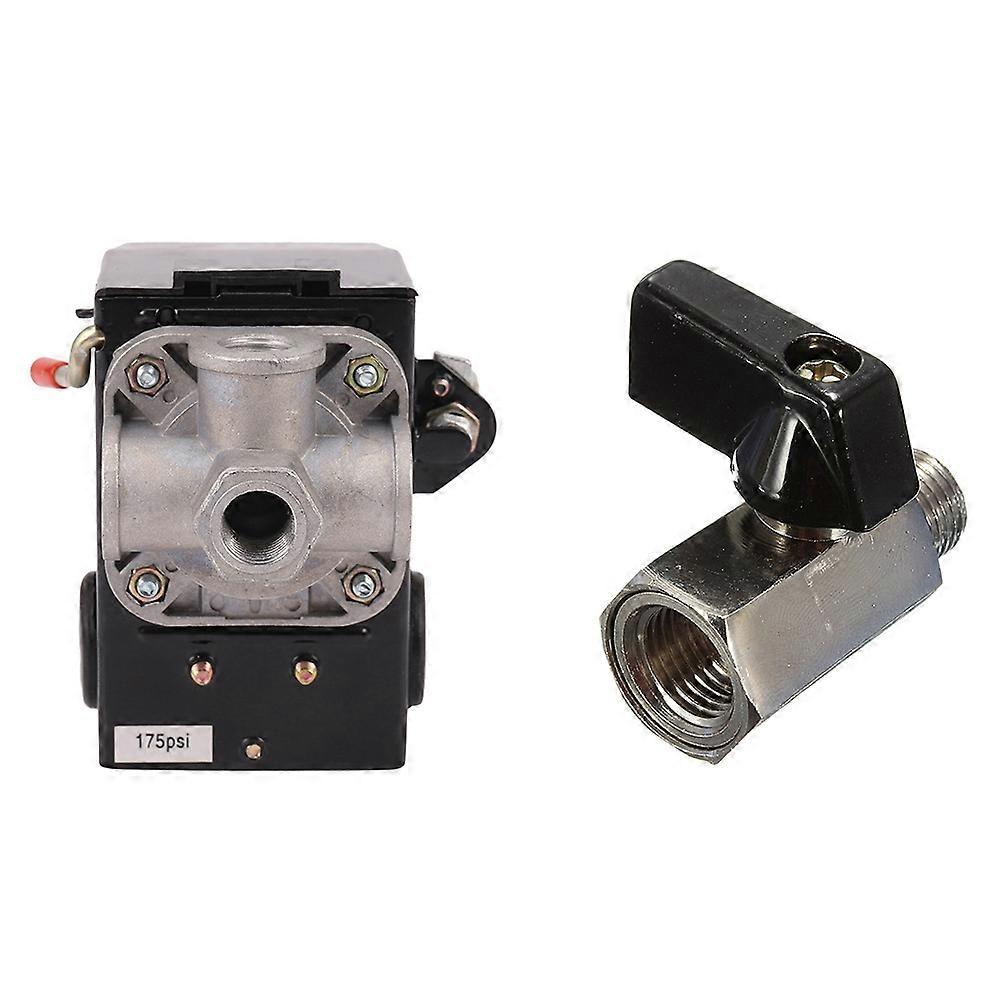 1 Pcs Pressure Switch Control Air Compressor & 1 Pcs 1/4Inch Bsp Ball Valve