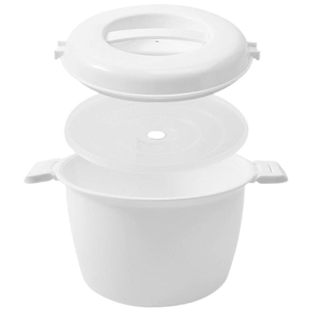 Microwave Rice Cooker Plastic Container for Cooking White Portable